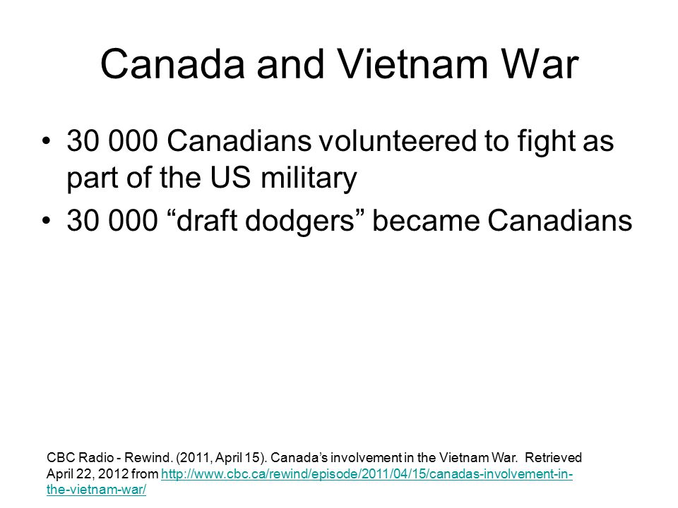 The Vietnam War: Canada's Role, Part One